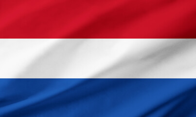 Netherlands flag background with waving fabric texture