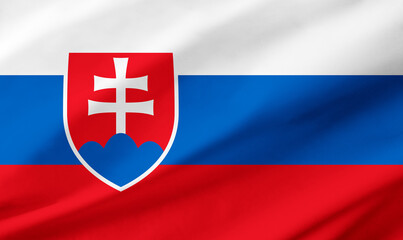 Slovakia flag background with waving fabric texture