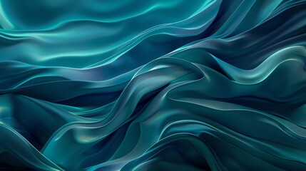 Obraz premium A captivating abstract background featuring flowing waves in dark blue and teal hues, evoking a sense of depth and fluidity.