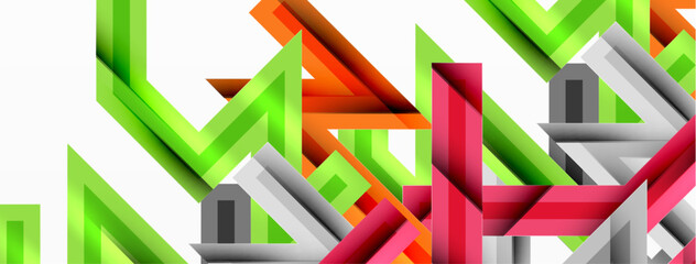 Line zig zag dynamic geometric abstract background. Colorful lines with shadow and light effects, various routes concept. Vector Illustration For Wallpaper, Banner, Background, Card