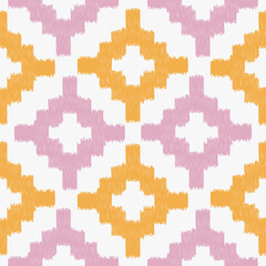 Seamless ikat pattern with colorful elements.