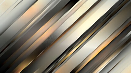 Fototapeta premium A sleek abstract background featuring metallic stripes with gradient tones of silver, gold, and bronze, creating a modern and elegant visual effect.
