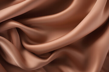 Fototapeta premium Processed collage of smooth wavy beige light brown satin silk cloth fabric texture. Background