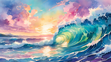 Abstract watercolor ocean