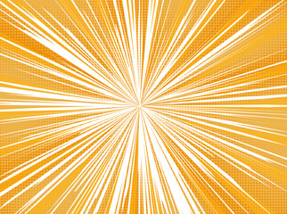 Fototapeta premium Yellow comic background with halftone style