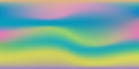 Abstract colorful gradient background with grainy texture. Glowing color wave noise texture banner poster design.