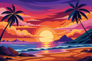 Sunset T-Shirt Design with Vivid Colors
