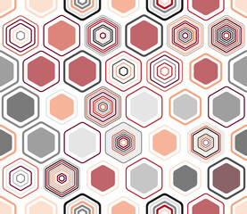 Hexagon Background. Geometric shapes of varied style and color. Large hexagon shapes. Tileable pattern. Seamless background. Cool vector illustration.