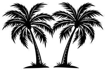 Coconut tree silhouette vector illustration