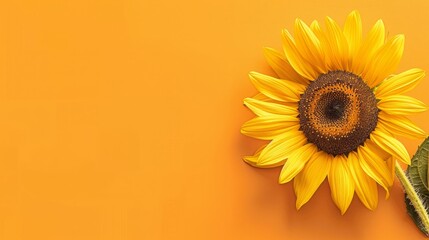 Graceful sunflower adorning envelope on orange background