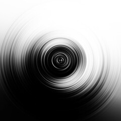 Obraz premium Black and white radial motion effect. Abstract rounded background. Grayscale curves and sphere. Monochrome gradient rings and circles wallpaper. Colorless texture backdrop and banner.