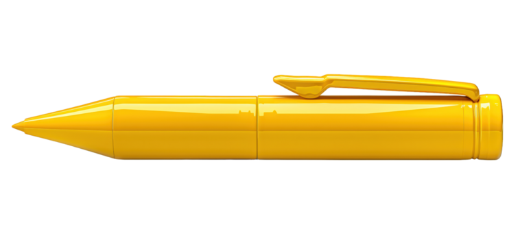 Close-up of a bright yellow pen.