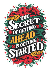 Floral Motivational Quotes Lettering Concept Art Vectoral Illustration