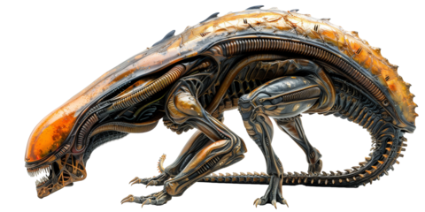  Alien creature  isolated on transparent or white background. Perfect for sci-fi and horror themes.