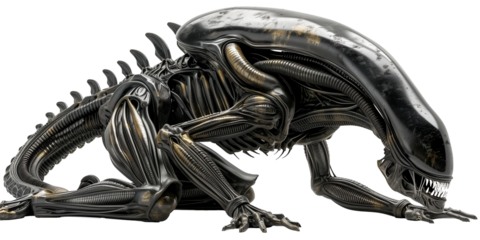  Alien creature  isolated on transparent or white background. Perfect for sci-fi and horror themes.