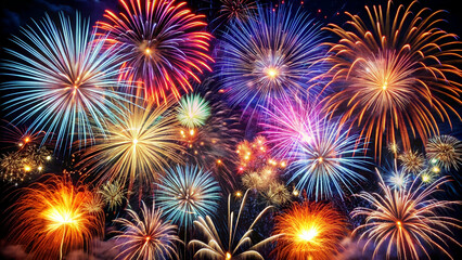 Fototapeta premium Fireworks cluster