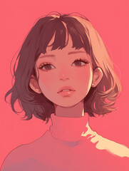 Serene Pink Glow Girl - Soft Pastel Light Background for Relaxation and Feng Shui Concepts - 穏やかなピンクの輝きの女の子 - リラクゼーションと風水の概念のための柔らかいパステル ライトの背景