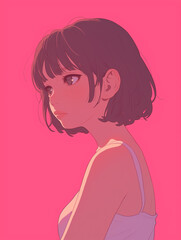 Soft Pink Glow Girl - Romantic Illuminated Background for Design Projects - 柔らかいピンクの輝きの女の子 - デザイン プロジェクトのロマンチックな照明背景