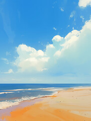 Serene Coastal Paradise: Sun-kissed Beach Overlooking Breathtaking Sea Views - 穏やかな海岸の楽園: 息をのむような海の景色を望む太陽の光が降り注ぐビーチ