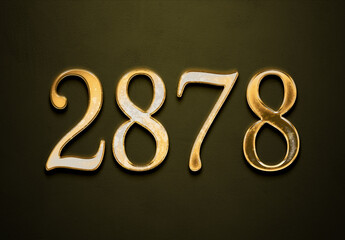 Old gold effect of 2878 number with 3D glossy style Mockup.
