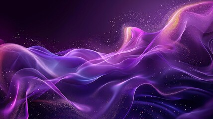 Abstract visualization of flowing purple and pink waves interspersed with glittering particles on a dark background
