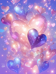 Glittering Heart Bokeh Background for Love and Romance Concepts - 愛とロマンスの概念のためのきらびやかなハートのボケ味の背景