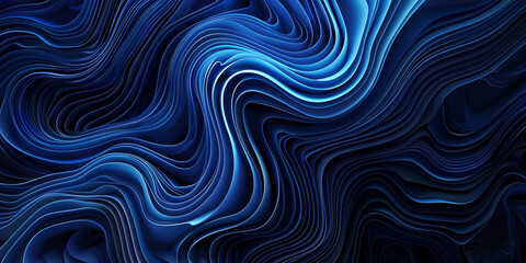 Fototapeta premium Blue background with waves of light and dark lines