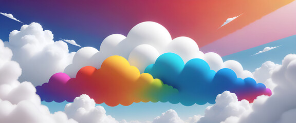 illustrazione con elementi geometrici a tema astratto contemporaneo, soffici candide nuvole