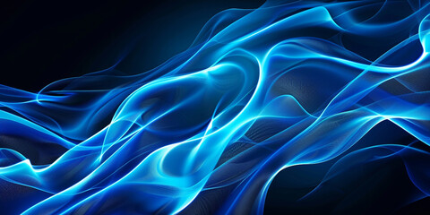 Obraz premium Blue glowing light background with smoke and swirls