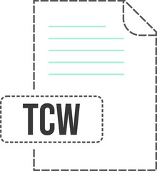 TCW  file format icon dashed outline