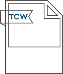 TCW File format icon  black outline and light color text