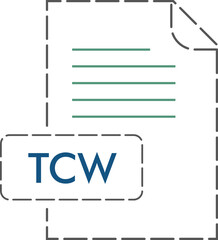 TCW file format icon Rounded dashed outline