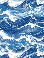 Obraz premium Blue and White Fluid Motion Oceanic Wave Pattern Background on Stock Image Seite