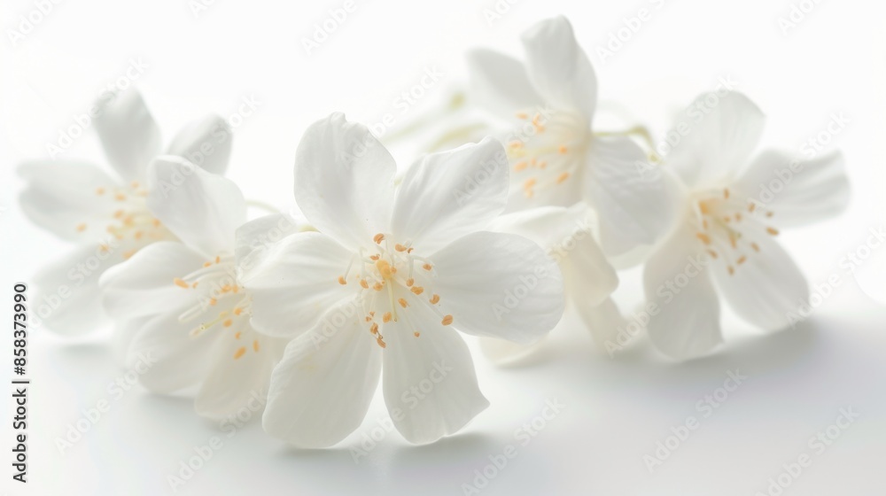 Wall mural Jasmine flowers in full bloom against a pure white background