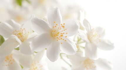 Obraz premium Jasmine flowers in full bloom against a pure white background