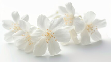 Jasmine flowers in full bloom against a pure white background