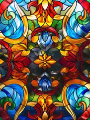 Intricate Stained Glass PatternBright Colors and Detailed Design.