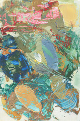 Artist's palette, palette knife painting. Abstract background with many different colors and paint stains