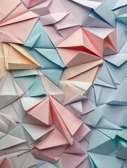 Obraz premium 'Pastel Origami Patterns and Geometric Folded Shapes in Soft Colors for Designs'