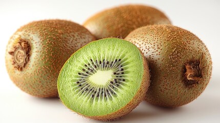 Fototapeta premium kiwi fruit isolated on white background HD 8K wallpaper Stock Photographic Image 