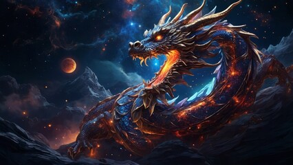the dragon in the night sky