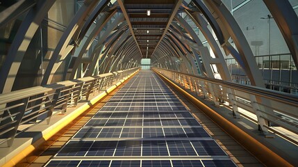 Obraz premium detailed look at a pedestrian bridge designed with sustainability in mind