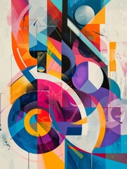 Fototapeta premium Colorful Overlapping Geometric Shapes Vibrant Layers Abstract Background Image