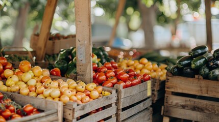 Fresh produce stall at a local farmers market