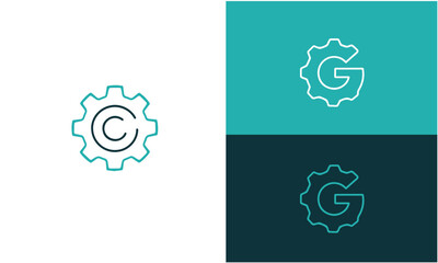 Stylish Letter G and C Gear log design. Vector illustration on EPS10