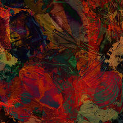 Artist's palette, palette knife painting. Abstract background with many different colors and paint stains