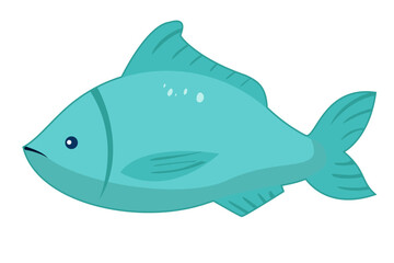  Sea animal fish with hand drawn sea life elements. Cute marine fish isolated on a white background, clipart. Cartoon ocean fish