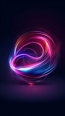 Abstract colorful light trails creating a dynamic swirl against a dark background.