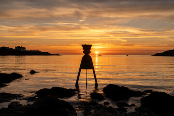 High tide sunset at Cemaes bay Isle of Anglesey