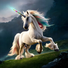 Naklejka premium Symbolic illustration of the unicorn View of magical and mythical creature